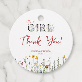 Etiquetas Para Lembrancinhas É uma garota com Chá de fraldas de flores de prima