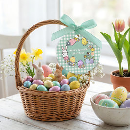 Etiquetas Para Lembrancinhas Easter Brunch & Egg Hunt Green Gingham