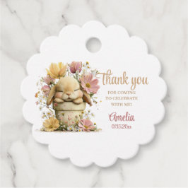 Etiquetas Para Lembrancinhas Editable Peach Gingham Bunny 1st Birthday Tags