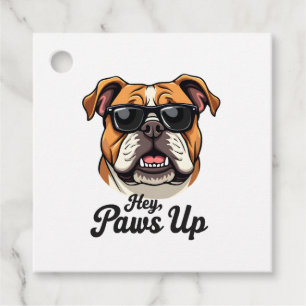 Etiquetas Para Lembrancinhas Ei Patas para Cima Bulldog Vintage com Óculos de S