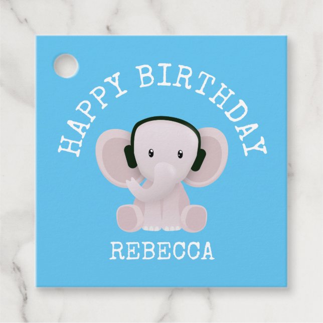 Etiquetas Para Lembrancinhas Elefante ama música (Frente)