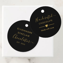 Etiquetas Para Lembrancinhas Elegant Black Gold Script Chocolatier Qr Code