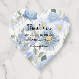Etiquetas Para Lembrancinhas Elegant Blue Floral Heart Wedding Tag
