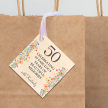 Elegant Floral 50th Birthday Favor Tag 50 personal