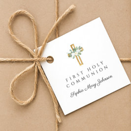 Etiquetas Para Lembrancinhas Elegant Floral Cross Girl First Holy Communion