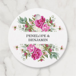 Etiquetas Para Lembrancinhas Elegant Floral Pink Peony Monogram Wedding