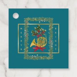 Etiquetas Para Lembrancinhas Elegant French Horn Christmas Teal