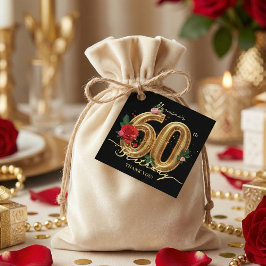 Etiquetas Para Lembrancinhas Elegant Gold 60th Birthday Red Pink Rose Black