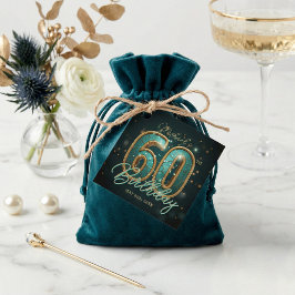 Etiquetas Para Lembrancinhas Elegant Luxurious Teal and Gold 60th Birthday
