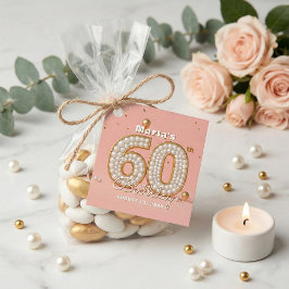 Etiquetas Para Lembrancinhas Elegant Pink Gold Pearl Number 60th Birthday Party