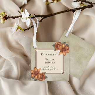 Etiquetas Para Lembrancinhas Elegant Sage Terracotta Floral Bridal Shower