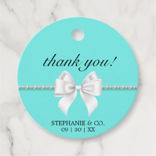 Etiquetas Para Lembrancinhas Elegante Aqua Verde Água Branco Laço Tiffany Obrig