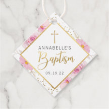 Elegante Batismo Floral Obrigado