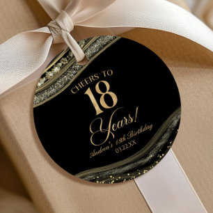 Etiquetas Para Lembrancinhas Elegante Black Dourado Agate 18ª Festa de aniversá