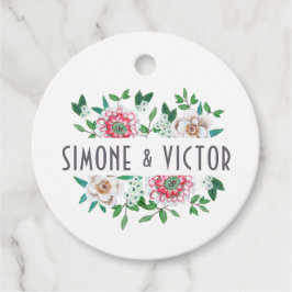 Etiquetas Para Lembrancinhas Elegante Botânica Verde e Rosa Floral