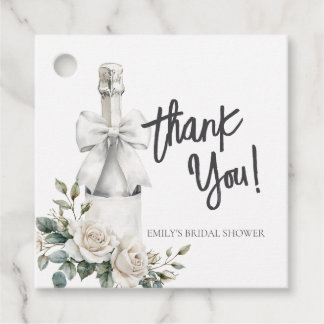 Etiquetas Para Lembrancinhas Elegante Brunch Floral Branco e Espumante