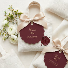 Etiquetas Para Lembrancinhas Elegante Burgundy Dourado Script Agradecimento de