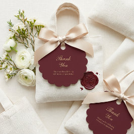 Etiquetas Para Lembrancinhas Elegante Burgundy Dourado Script Agradecimento de