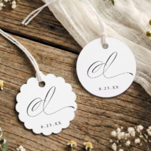 Etiquetas Para Lembrancinhas Elegante Caligrafia I Monograma Inicial Casamento