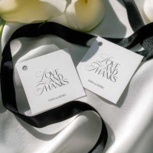 Etiquetas Para Lembrancinhas Elegante Casamento de Amor e Gratidão Preto e Bran