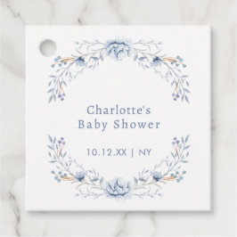Etiquetas Para Lembrancinhas Elegante Chá de fraldas Floral de Flor Azul Selvag