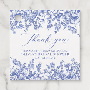 Etiquetas Para Lembrancinhas Elegante Chá de panela Floral Azul Vitoriano Franc