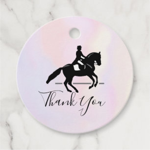 Etiquetas Para Lembrancinhas Elegante Dressage Rider em uma Aquarela Obrigado