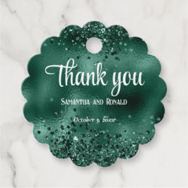 Etiquetas Para Lembrancinhas Elegante Faux Green Glitter e Foil Weds
