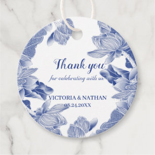 Etiquetas Para Lembrancinhas Elegante Floral Azul Lotus Chinoiserie Chic