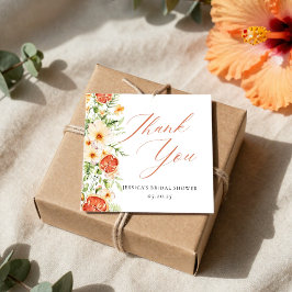 Etiquetas Para Lembrancinhas Elegante Floral de Citrino no Chá de Noiva Obrigad