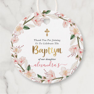 Etiquetas Para Lembrancinhas Elegante Floral Girl Baptism Obrigado
