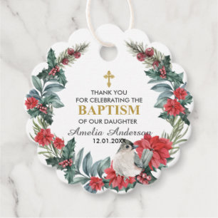 Etiquetas Para Lembrancinhas Elegante Holly Berry Winter Baptism Obrigado