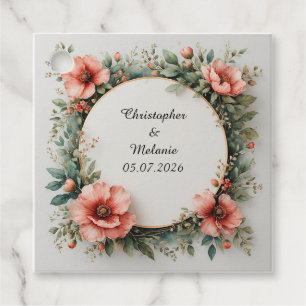 Etiquetas Para Lembrancinhas Elegante Moldura Floral em Aquarela