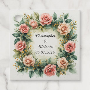 Etiquetas Para Lembrancinhas Elegante Moldura Floral em Aquarela