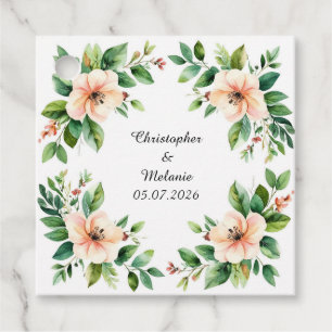 Etiquetas Para Lembrancinhas Elegante Moldura Floral em Aquarela