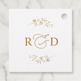 Etiquetas Para Lembrancinhas Elegante Monograma Branco e Dourado de Agradecimen