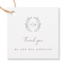 Elegante Monograma Simples Casamento Obrigado 