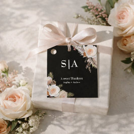 Etiquetas Para Lembrancinhas elegante negro floral | Obrigado Terracotta Weddin