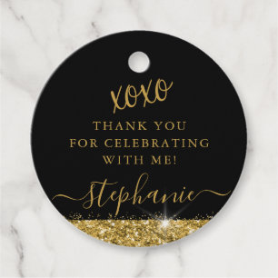 Etiquetas Para Lembrancinhas Elegante Ouro Preto Brilho Obrigado Personalizado