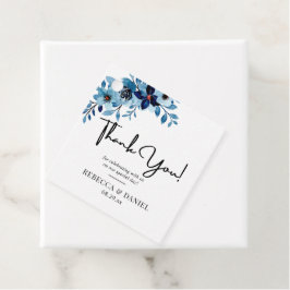 Etiquetas Para Lembrancinhas Elegante Ramalhete de Flores Aquarela Azul Empoeir