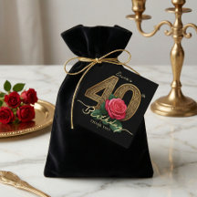 Elegante Rosa Vermelha de Aniversário de 40 anos P