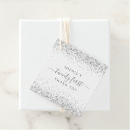 Etiquetas Para Lembrancinhas Elegante Silver Glitter Nome Vinte Primeiro Obriga