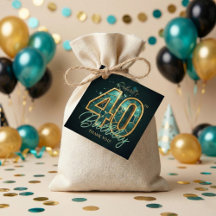 Elegante Teal Ouro Ágata 40º Aniversário Obrigado