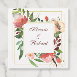 Etiquetas Para Lembrancinhas Elegante Watercolor Rose Bouquet enquadrado