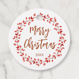 Etiquetas Para Lembrancinhas Elegante Watercolor Roseqs Feliz Natal. Redonda