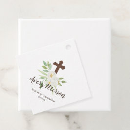 Etiquetas Para Lembrancinhas Elegante White e Green Floral Primeira Comunhão Sa