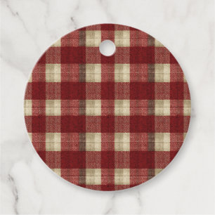 Etiquetas Para Lembrancinhas Elegante Xadrez Burgundy Marfim Ferrugem Vermelho