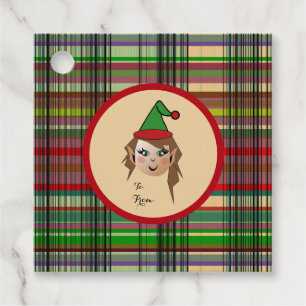 Etiquetas Para Lembrancinhas Elfie com Design de retrocesso do padrão de Xadrez