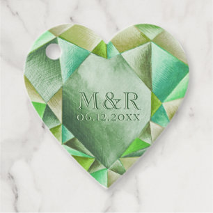 Etiquetas Para Lembrancinhas Emerald Watercolor Heart 55º Aniversário de Casame