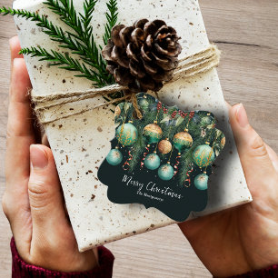 Etiquetas Para Lembrancinhas Enfeites de Natal Chic Dourado e Verde para Árvore